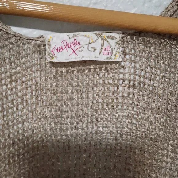 Free People All Tous Open Front Minimalist Kimono Neutral Beach Vacation Wear - Picture 9 of 11